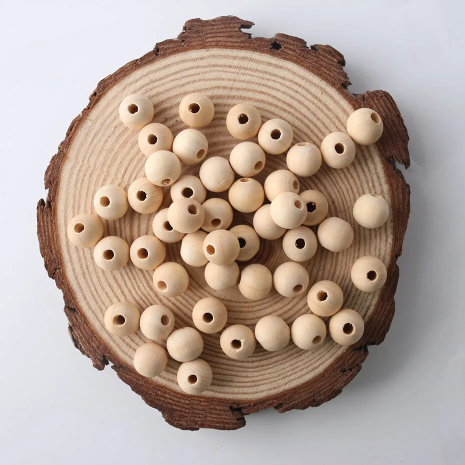 200pcs 12mm Unfinished Unpainted Organic Natural Wooden Beads Wall Garden Decor Pendant Necklace Bracelet Making Balls Beads