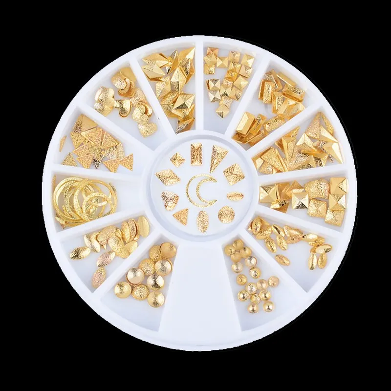 

Gold Mixed 3D Jewelry Alloy Metal Rivets Hollow Moon Love Design Nail Art Decoration Manicure tools