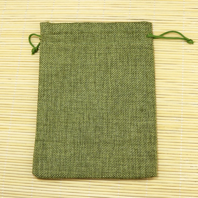 10Pcs/Lot 10x14cm Olive Jute Bag Drawstring Gift Bag Incense Linen Storage Bag Cosmetic Jewelry Accessories Packaging Bags