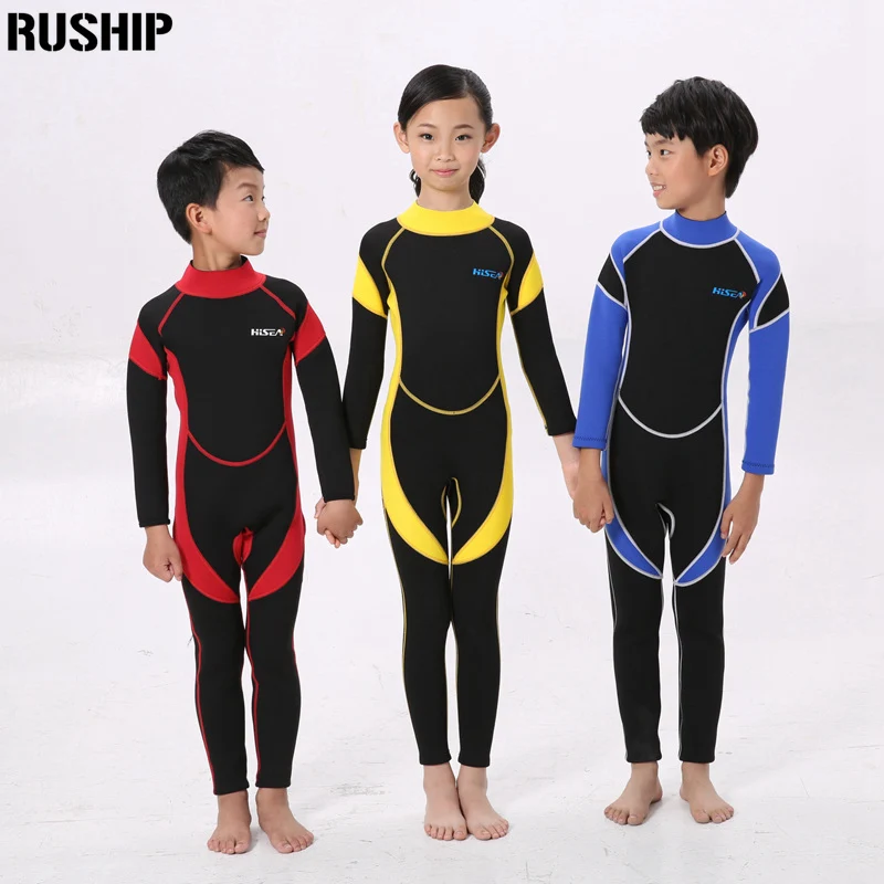 Kids 2.5MM Warm SCR Neoprene Wetsuit Children\'s Swimwears Elastic Diving Suit Long Sleeves Boys Girls Surfing Rash Guards