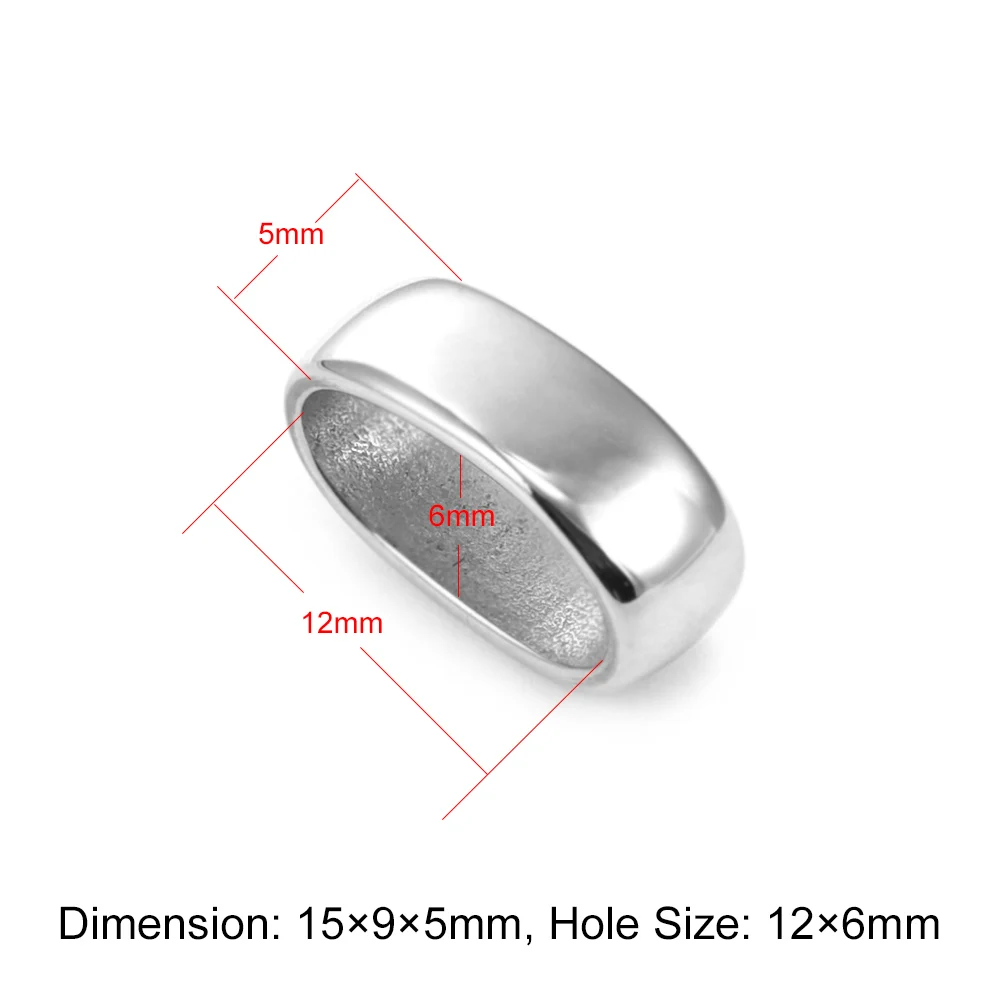 10pcs ovale grande foro distanziatore perline 12x6mm cavo di cuoio braccialetto gioielli fai da te fare accessori in acciaio inossidabile 316L