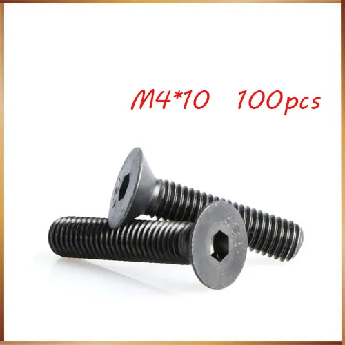 100pcs M4x10 mm M4*10 mm flat head countersunk head black grade 10.9 Alloy Steel Hex Socket Head Cap Screw nails,bolts