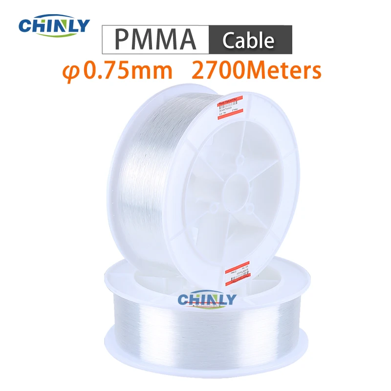 Kabel świecący końcowy 0.75mm punkt połysku włókna optyczne PMMA światło 2700m DIY oświetlenie sufitowe dekoracyjne włókna LED drut optyczny