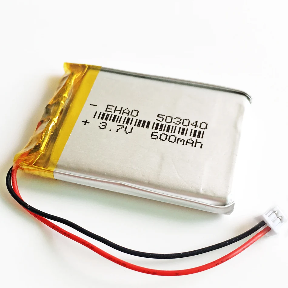 3.7V 600mAh 503040 litowo-polimerowa Lipo akumulator + JST 1.25mm 2pin wtyczka do kamery DVD GPS PSP elektronika Bluetooth