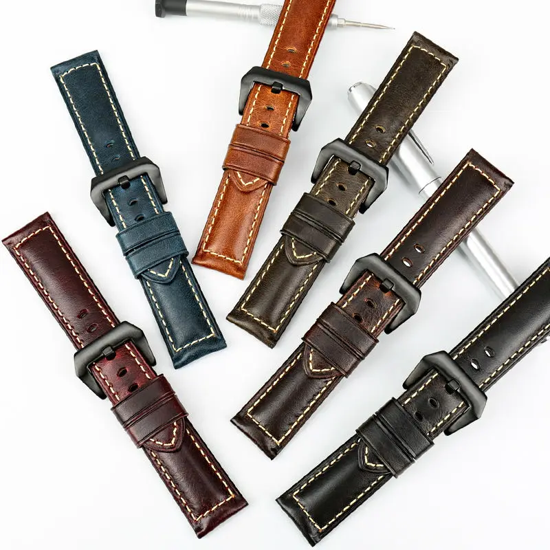 MAIKES bestselling watch accessories watchbands Italian vintage leather watch band leather strap for Panerai watch bracelet