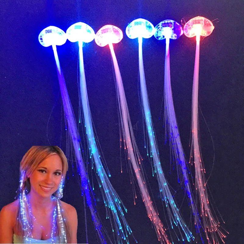 LED Hairpin Hair Braid Glowing Blinking Clip Christmas New Year Light Up Toys For Children Kids Gift Fiber Optic Wire Hairpin