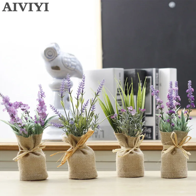 Burlap Fridge Sticker Lavender Plant Potted Artificial Flowerpot View Set Fake Souvenir Blackboard Sticker Magnetic Sticker Home