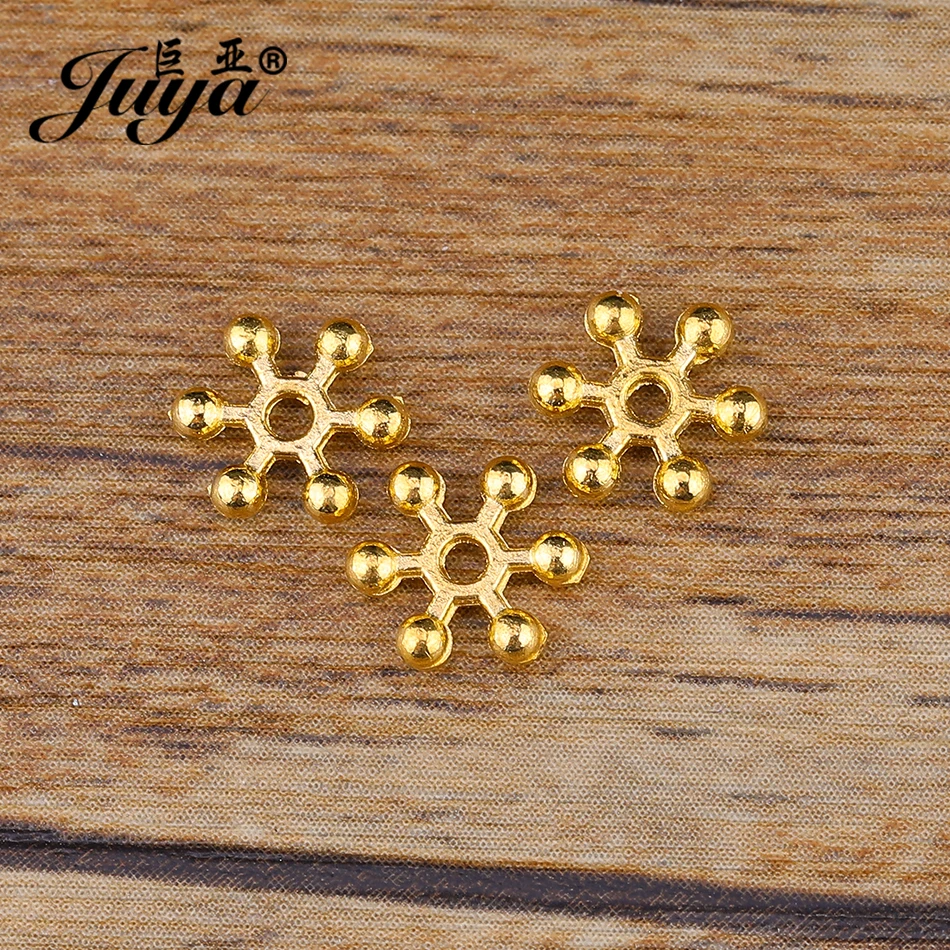 100pcs 4/6/8/10/12mm Snowflake Spacer Beads For Women Necklace Bracelet DIY Jewelry Making Findings Accessories Alloy Crafts