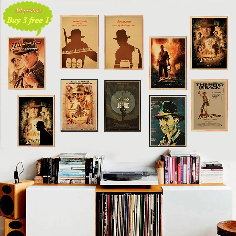 Raiders of the Lost Ark Adventure Treasure Hunt Movie Poster wall sticker Kraft Poster Decorative paintings Retro Poster