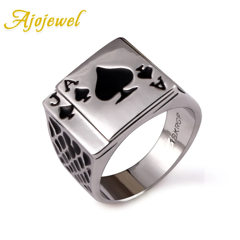 Size 7-12 Chunky Black Ace Of Spades Ring Man Classic Cool Men\'s Jewelry Fashion Gifts