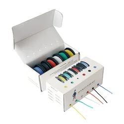 Cable trenzado de silicona Flexible, cable electrónico de goma con aislamiento de cobre estañado, 60m/caja, 196 pies, 24 AWG, UL3132, 300V, 6 colores