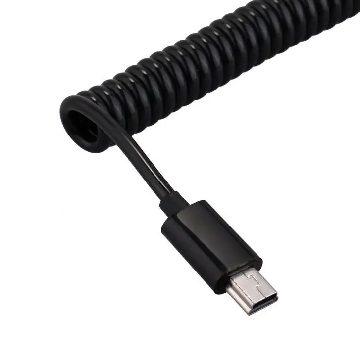 Micro USB B 5 Pin Male To Mini USB B 5 Pin Male Spiral Coiled Adapter Cable 3FT
