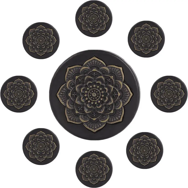 1PCS Natural Wood Ear Plugs Mandala Flower Tunnels Gauges Ear Piercing Expanders Body Earring Jewelry Black