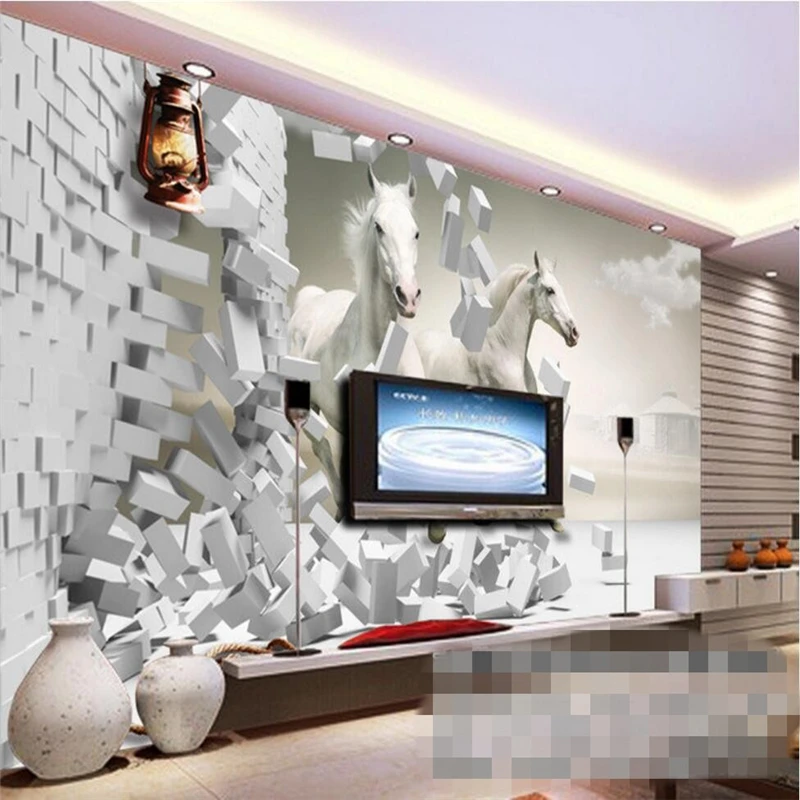 beibehang Wallpaper Mural Wall Sticker Horse 3d 3d Creative Space Decorative TV Backdrop Wall papel de parede
