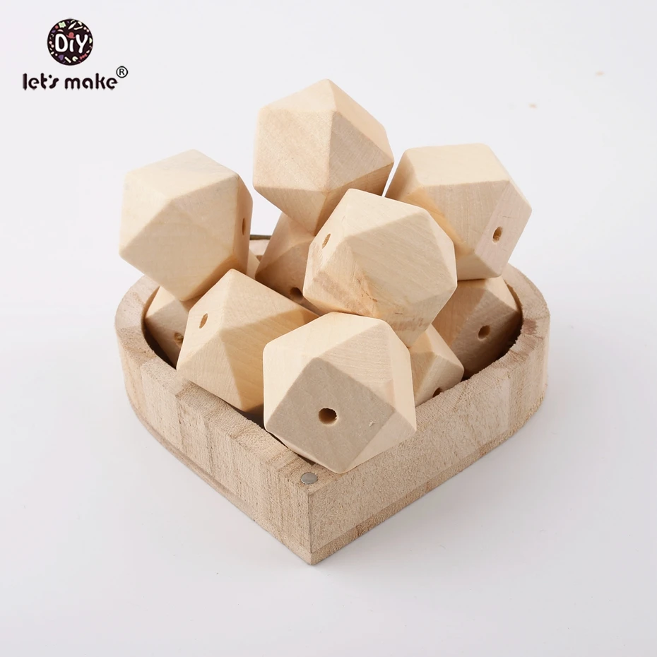 

Let's Make 10PCS 20mm Chewable Baby Teethers Hexagon Wooden Beads For Jewelry Making Infants Dental Care Natural Color Beads