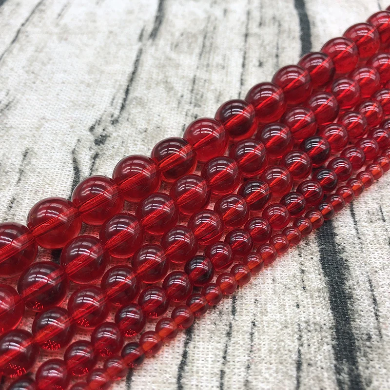 Smooth Red Glass Loose Beads 15\