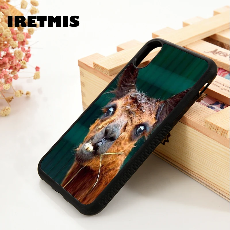 Iretmis 5 5S SE 6 6S Soft TPU Silicone  phone case cover for iPhone 7 8 plus X Xs 11 Pro Max XR Llama Funny Ugly Face Lama