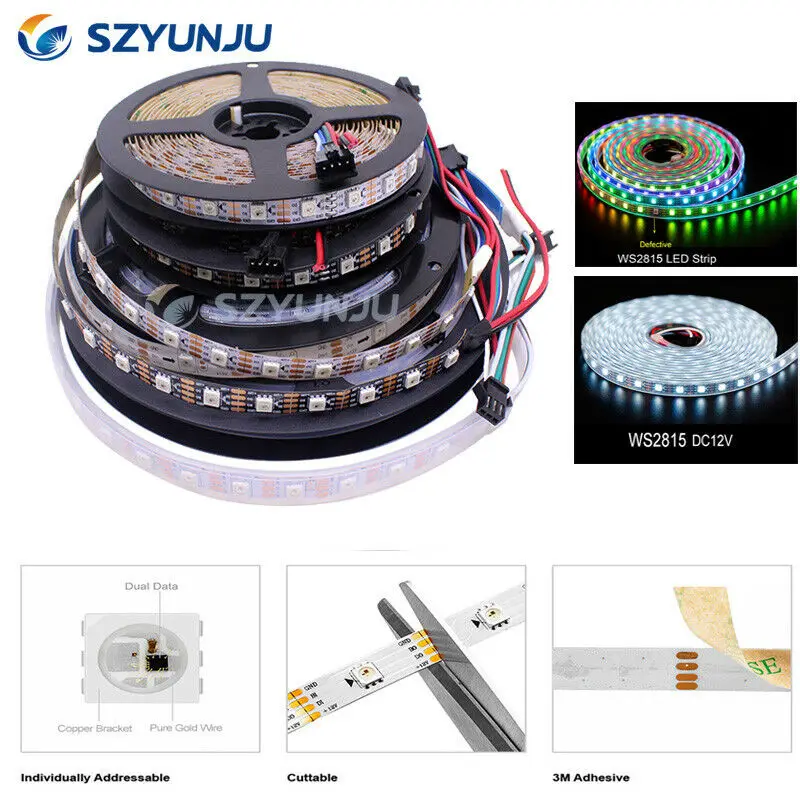 Controller+12V LED Power set 5m-20m kit WS2815 30leds/m RGB Dream Full Color Smart Addressable Pixel LED strip+SP108E WiFi LED