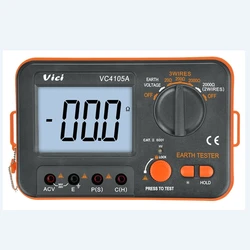 VICI Digital LCD Earth Resistance Tester Ground Resistance Voltage Meter Lightning Rod Measuring Instrument Tools VC4105A