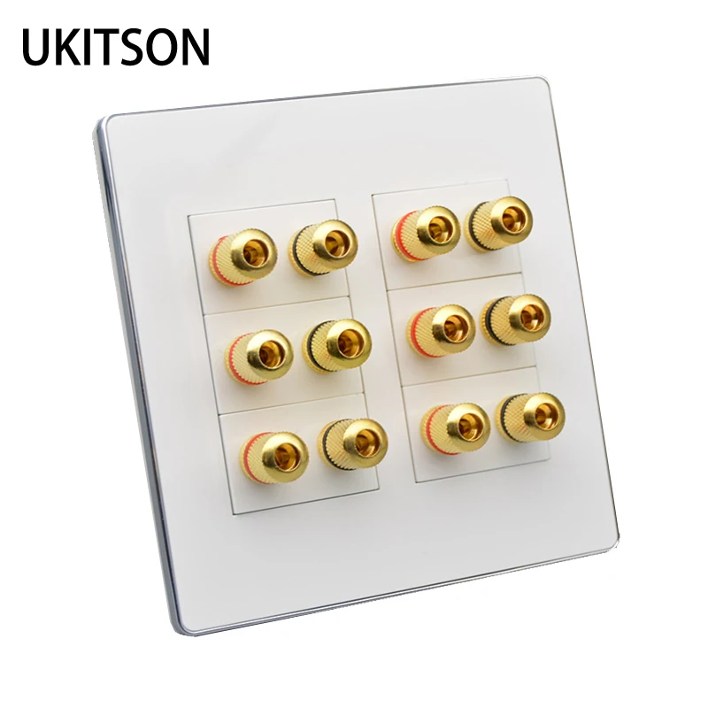 12 Poorten Banaan Sound Box Speaker Wall Plate 120Mm Hifi Systeem Connector Panel Cover Audio Outlet Faceplate