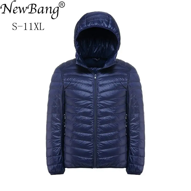 NewBang 11XL 10XL duże rozmiary puchowe męskie ultralekka kurtka puchowa mężczyźni wiatrówka piórko Lightweigt z kapturem zimowa kurtka