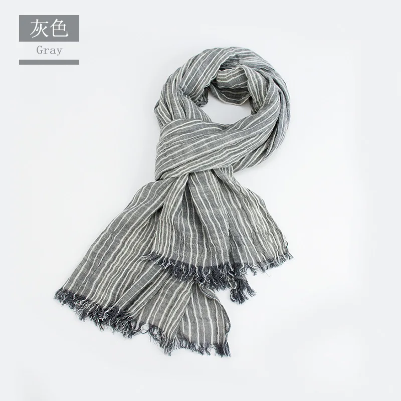 75*205cm Wholesale Brand Winter Scarf Men Warm Soft Tassel Bufandas Cachecol Gray Plaid Woven Wrinkled Cotton Men Scarves