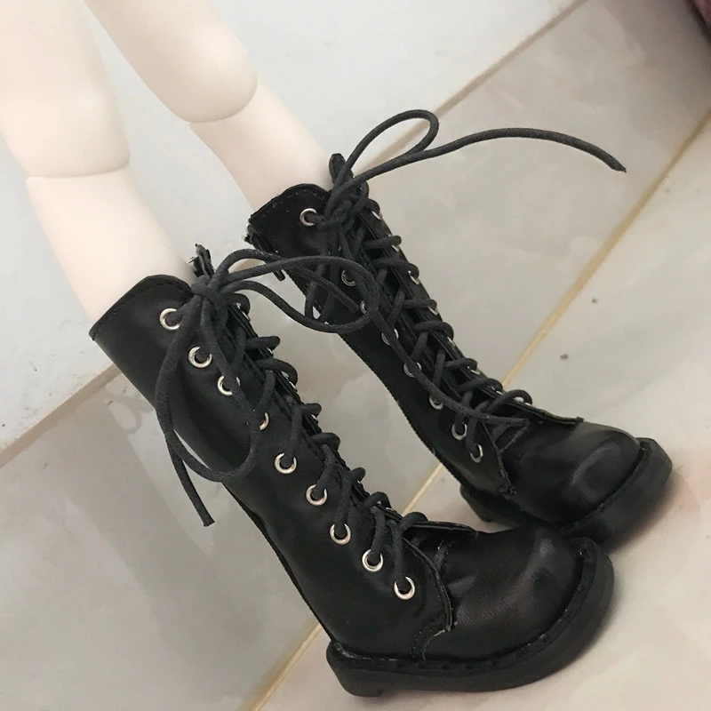 D01-P354 children handmade toy 1/3 1/4 Doll Accessories BJD/Sd shoes Black zipper casual Martin boots 1pair