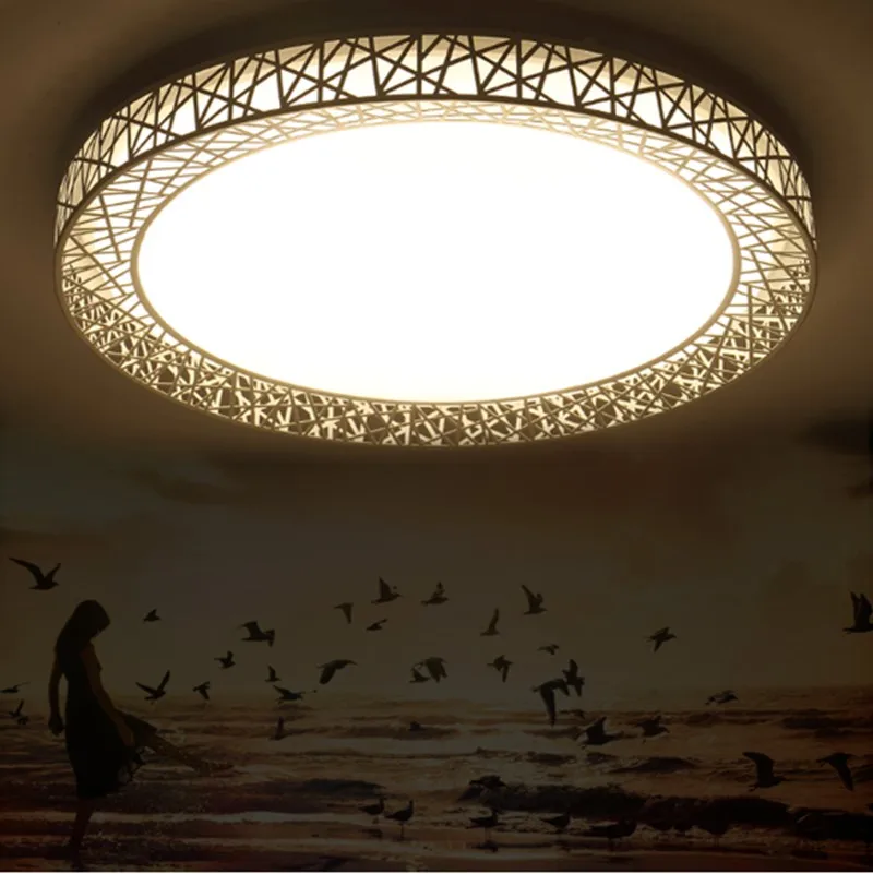 Modern LED ceiling lights for Bedroom living room Iron light fixture Home decorative Black/White Round Bird Nest Ceiling Lamp