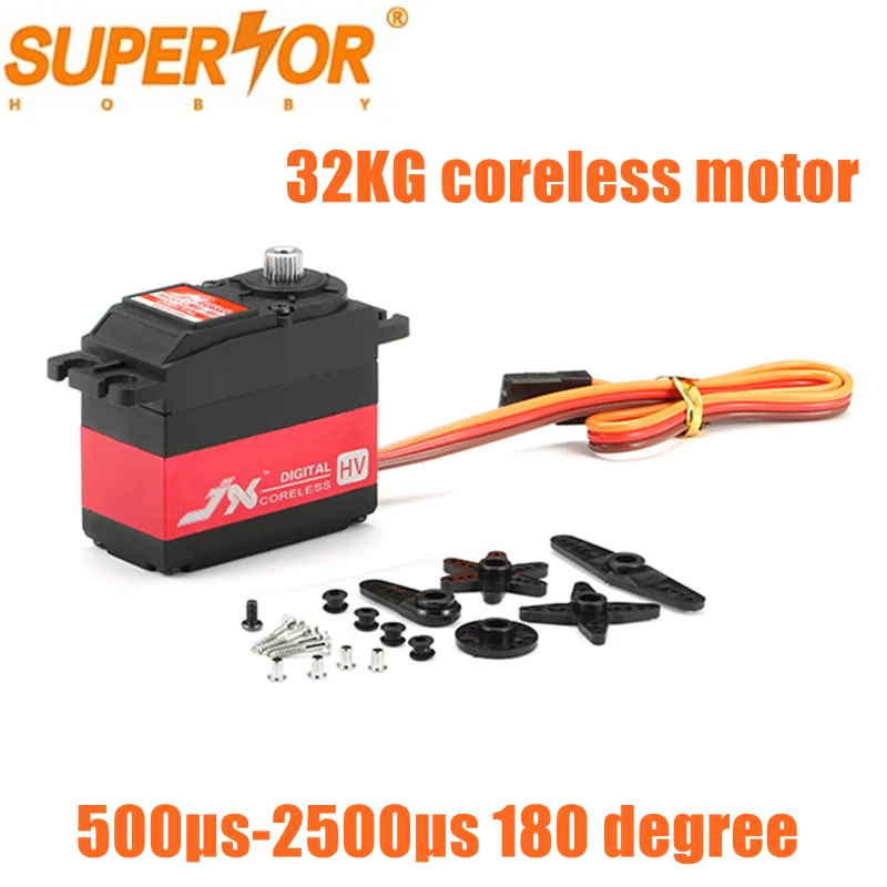 

PDI-HV5932MG-180 JX Servo 32KG 8.4V 0.1sec 180 degree Metal Gear coreless motor Digital Standard for helicopter 45cc edge Yak 54