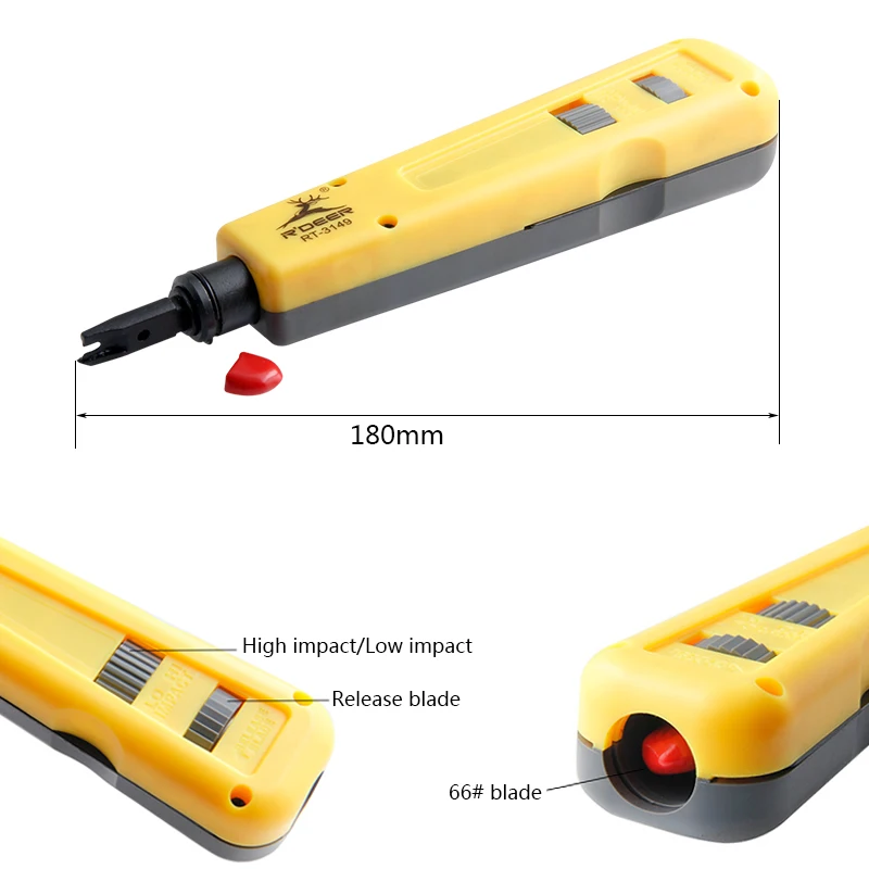 RDEER Punch Down Tool Pliers Adjustable Telecom Impact Tool Terminal Board Crimping Cable Network Tool