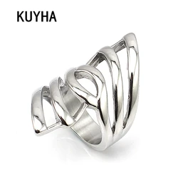 European Style Fashion Ring Stainless Steel Band Silver Color Women Men's Classic Statement Rings Jewelry