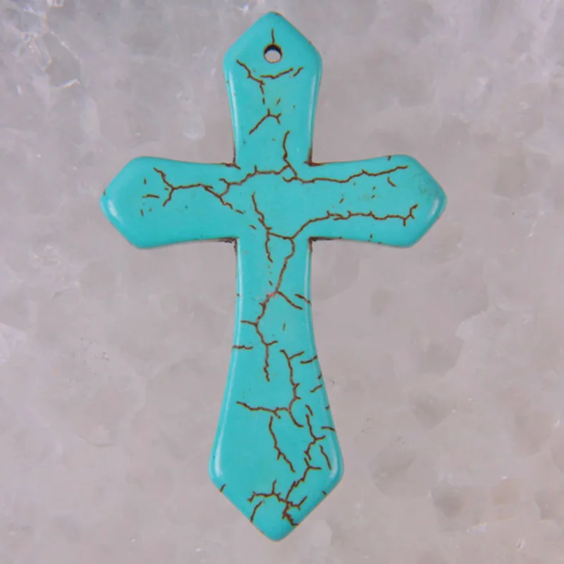 Howlite Cross GEM Pendant Jewelry Loose Bead S001-S006