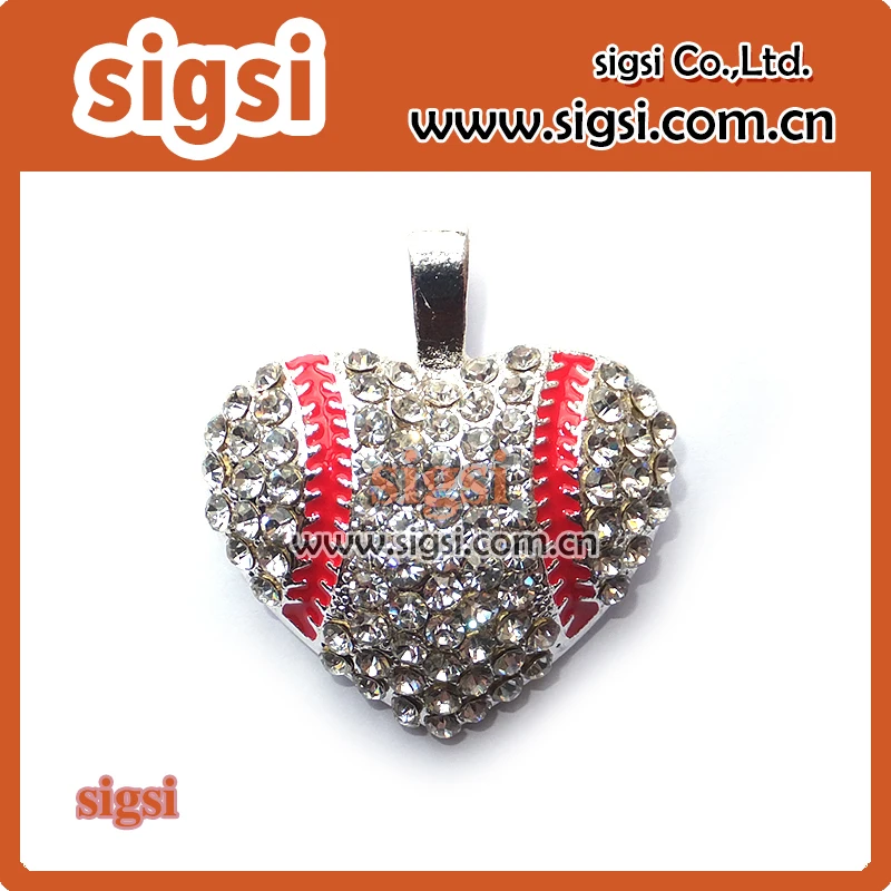 Unique heart-shaped color crystal rhinestone football pendant