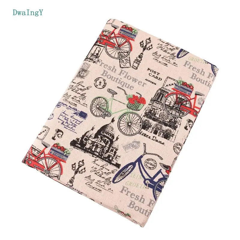 DwaIngY 5 design Printed Cotton Linen Fabric For DIY Sewing Quiltin Sofa Table ,Cloth  Furniture Cover Tissue Cushion  Material