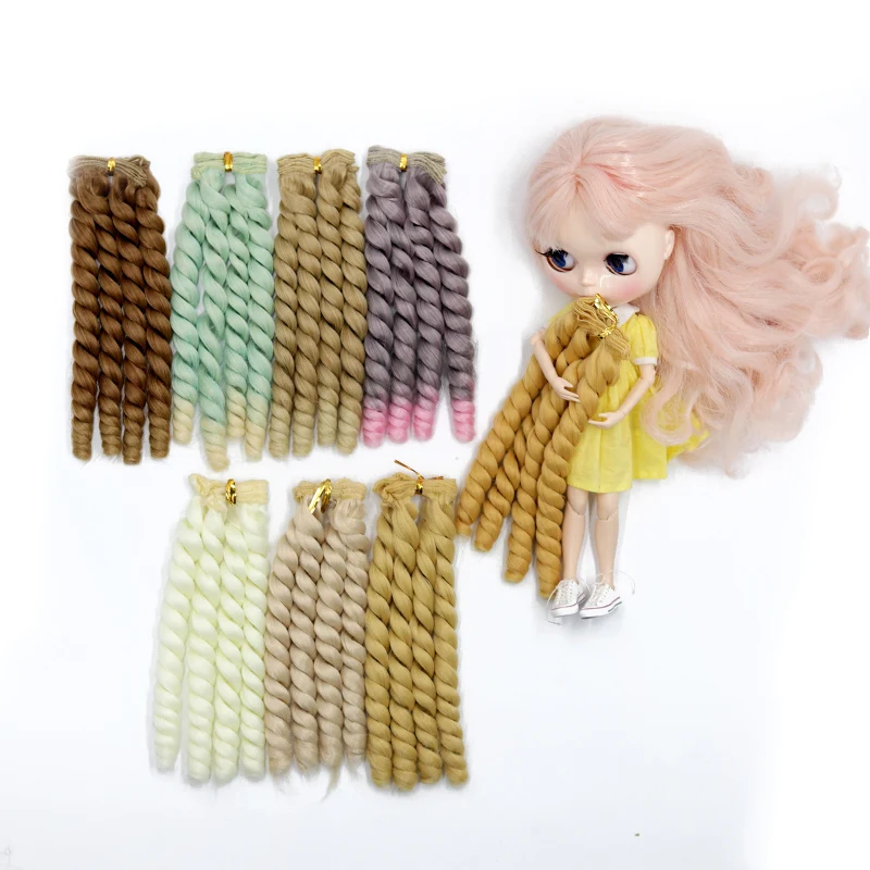 Msiredoll  bjd wig Accessories 1piece 20*100CM doll hair for 1/3 1/4 1/6 1/12  Gradient Color  Curly bjd wigs diy Free shipping