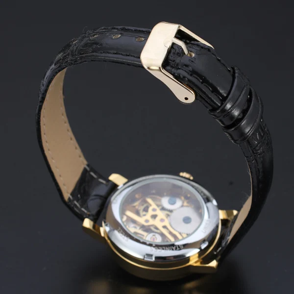 WINNER  Gold Plated Perspective Phenix Skeleton Rome Dial Luxury Men Women Watch Mechanical Self Wind Business Watch