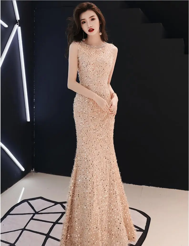 Sequin evening dress mermaid 2019 long glaring graduation dress Prom dress student graduation party dress vestido de festa