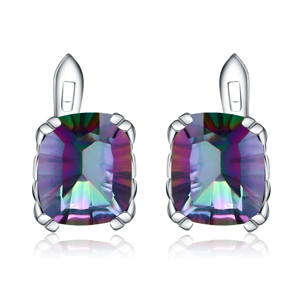 GEM'S BALLET 9.05Ct Natural Rainbow Mystic Quartz Stud Earrings Genuine 925 Sterling Silver Engagement Earrings Fine Jewelry