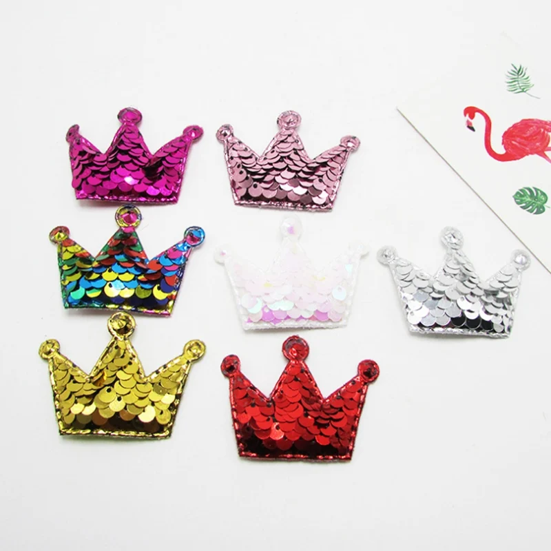 50 teile/los 3,8*5,5 cm nähen patch Shiny/Glitzerten pailletten Crown Gepolsterte Appliques Mix Fünf Farben für Bögen