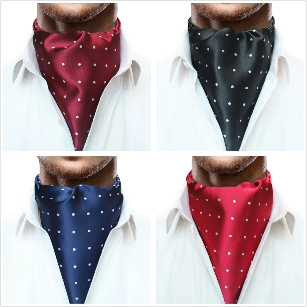 

JEMYGINS Original Ins Men Slik Plaid Dot Ascot Cravat Neck Tie Scarves Accessories for Fashion Men Party Shirt Suit