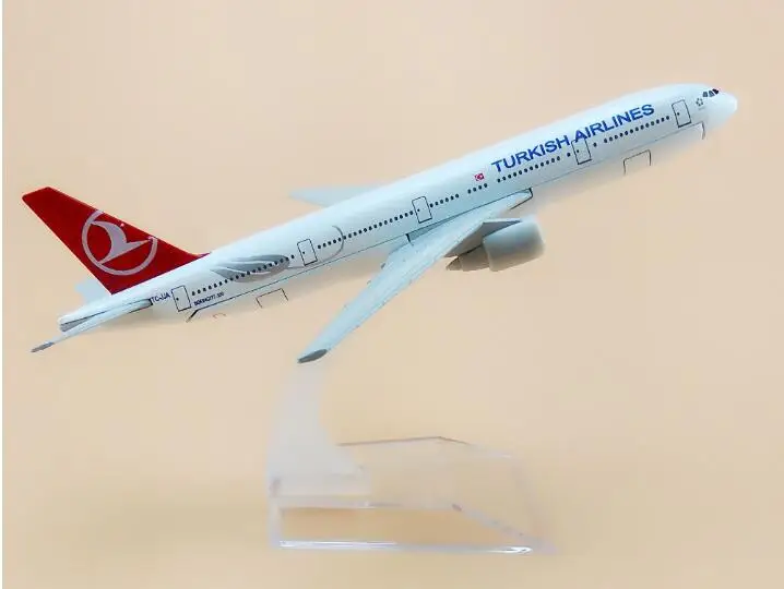 plane model Boeing 777 Turkey Airlines aircraft B777-300 16CM Metal simulation airplane model for kids toys Christmas gift