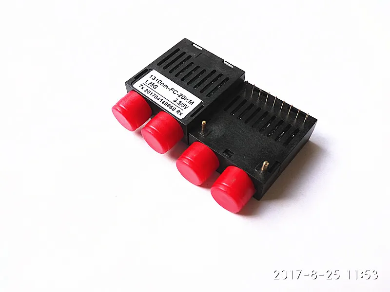 Módulo de transceptor óptico de fibra dupla, módulo de transceptor de 100g com 2 tamanhos, 10, 1000, 1.25 m e 3.3 m, 1310nm fc/5v