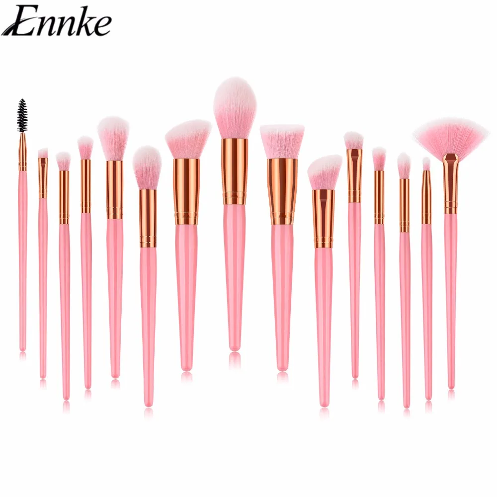 ENNKE 15Pcs Make Up Brush Cosmetic Tool Powder Foundation Eyeshadow Eyebrow Fan Blending Brush Pincel de maquiagem