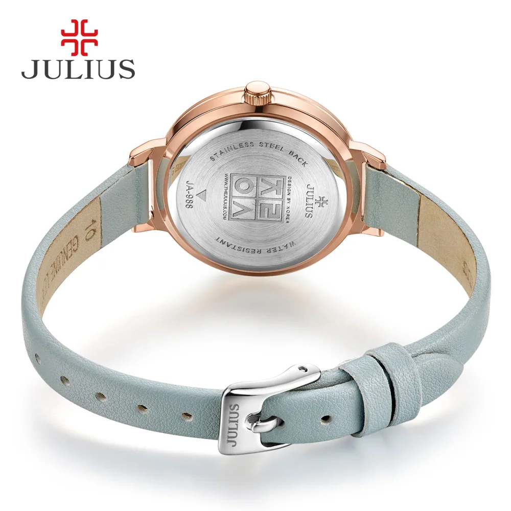 Mother-of-Pearl Julius Women\'s Watch Japan Quartz Hours Simple Fine Fashion Leather Bracelet Girl Birthday Gift Julius No Box