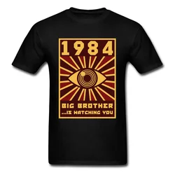 1984 Big Brother T-shirt Men Black Tops Graphic Tshirt Horus Eye Clothing Vintage Tees 80s T Shirts Funny Hipster Streetwear