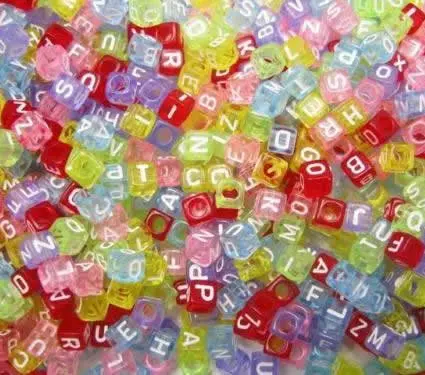 

Wholesales Big Hole Cube Acrylic Beads, Assorted styles Letter Beads, alphabet Resin beads, letter beads