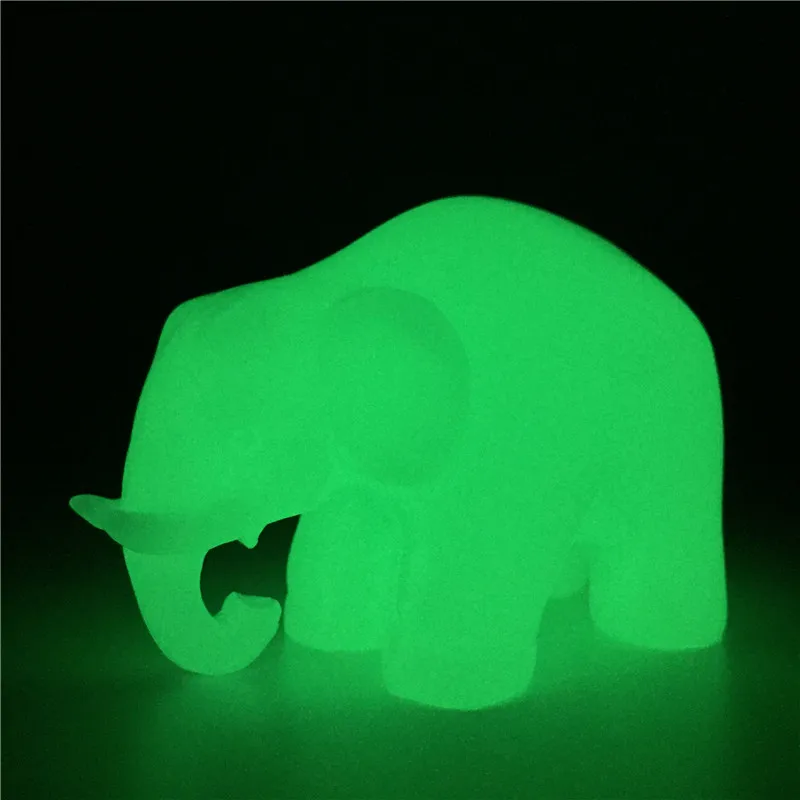 Glowing Man-made Jade Stone Ornament Craft Elephant Statue Sculpture Animals Figurines For Home Office Decoration Garden Statues