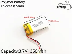 1pcs 3.7V 350mAh 502035 Lithium Polymer LiPo Rechargeable Battery ion cells For Mp3 Mp4 Mp5 DIY PAD DVD E-book bluetooth headset