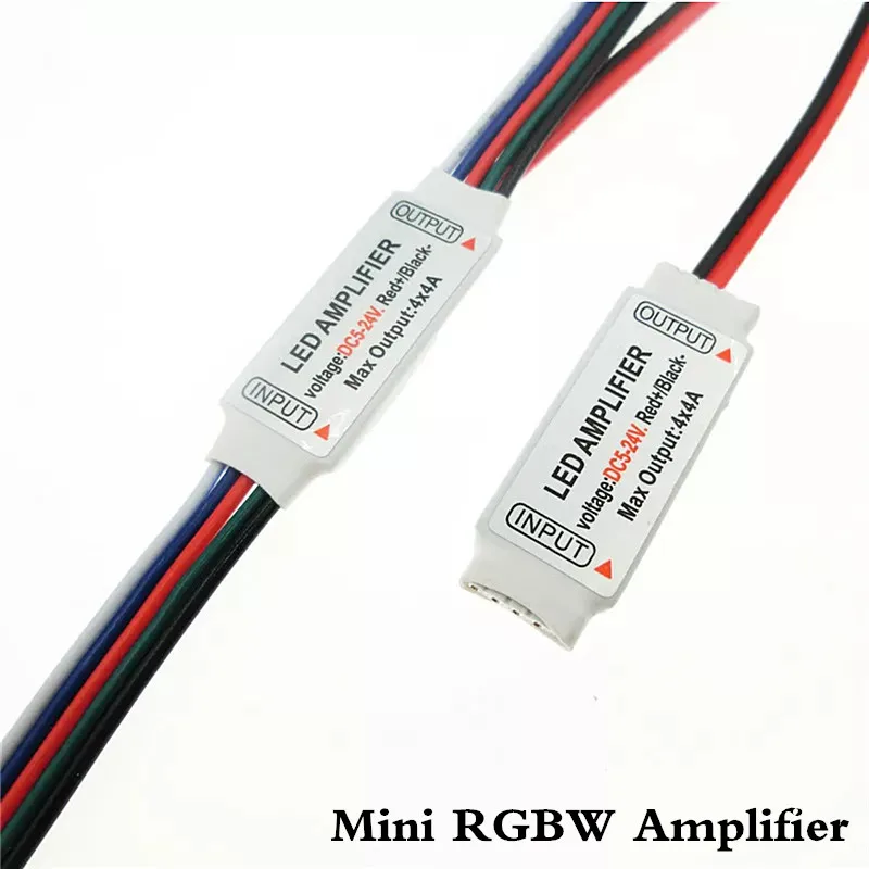 RGBW LED Amplifer DC5-24V 4A*4 Channel LED Amplifier With DC Female Plug for RGBW LED Strip Power Repeater Console Controller