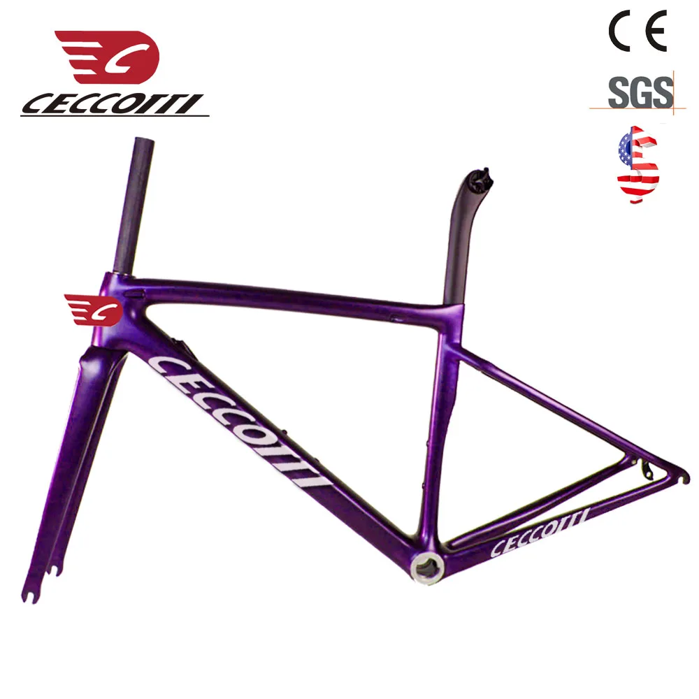 CECCOTTI-Carbon Chameleon Road Bike Frame, V Brake Cycling Bicycle Racing Aerolight Frameset